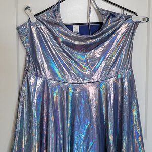 XXL Women's Plus Metallic Halter Skater Mini Dress
